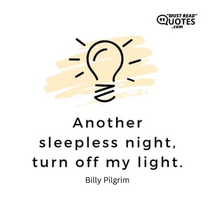 Another sleepless night, turn off my light.