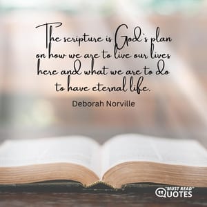 The scripture is God’s plan on how we are to live our lives here and what we are to do to have eternal life.
