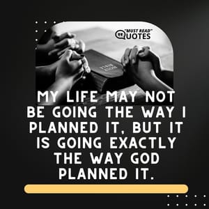 My life may not be going the way I planned it, but it is going exactly the way God planned it.