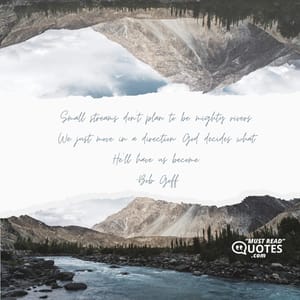 Small streams don't plan to be mighty rivers. We just move in a direction; God decides what He'll have us become.