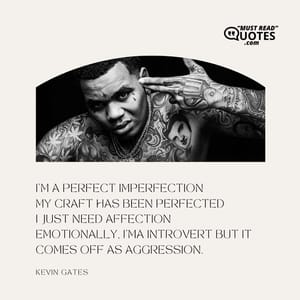 I'm a perfect imperfection My craft has been perfected I just need affection Emotionally, I'ma introvert but it comes off as aggression.
