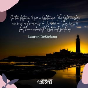 In the distance I see a lighthouse. The light washes over us and continues on its rotation. This time, I don’t know where the light will guide us.
