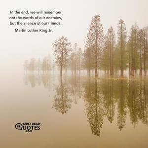In the end, we will remember not the words of our enemies, but the silence of our friends.