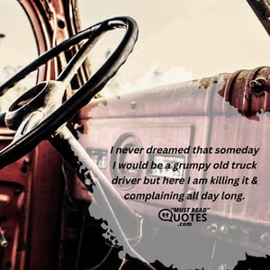 I never dreamed that someday I would be a grumpy old truck driver but here I am killing it & complaining all day long.