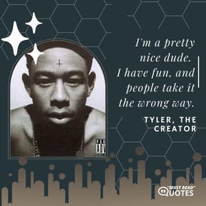 I'm a pretty nice dude. I have fun, and people take it the wrong way.