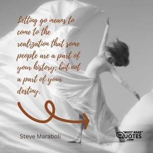Letting go means to come to the realization that some people are a part of your history, but not a part of your destiny.
