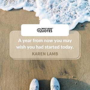 A year from now you may wish you had started today.