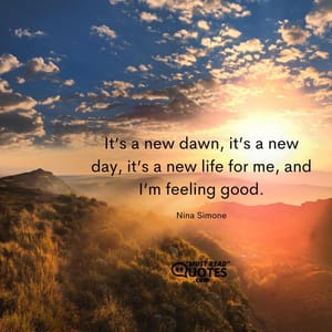 It’s a new dawn, it’s a new day, it’s a new life for me, and I’m feeling good.