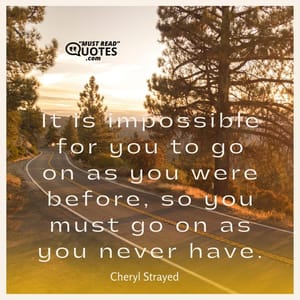 It is impossible for you to go on as you were before, so you must go on as you never have.