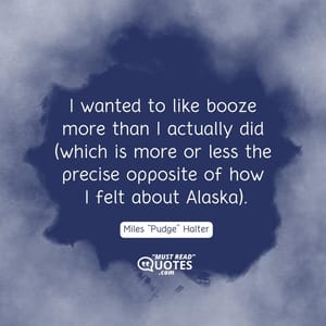 I wanted to like booze more than I actually did (which is more or less the precise opposite of how I felt about Alaska).
