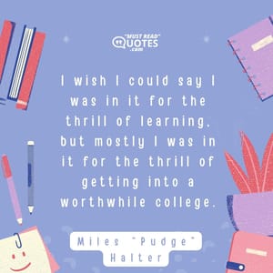 I wish I could say I was in it for the thrill of learning, but mostly I was in it for the thrill of getting into a worthwhile college.