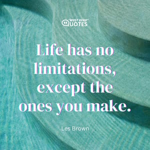 Life has no limitations, except the ones you make.