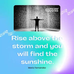 Rise above the storm and you will find the sunshine.