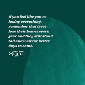 If you feel like you’re losing everything, remember that trees lose their leaves every year and they still stand tall and wait for better days to come.