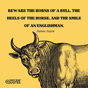 Beware the horns of a bull, the heels of the horse, and the smile of an Englishman.