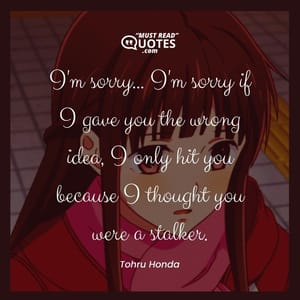 I'm sorry... I'm sorry if I gave you the wrong idea, I only hit you because I thought you were a stalker.