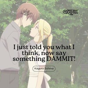 I just told you what I think, now say something DAMMIT!