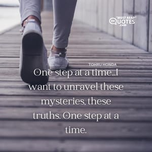 One step at a time...I want to unravel these mysteries, these truths. One step at a time.