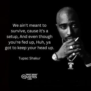 We ain't meant to survive, cause it's a setup, And even though you're fed up, Huh, ya got to keep your head up.