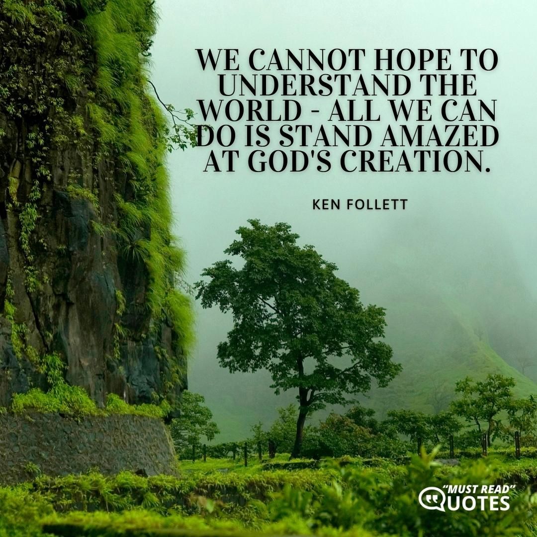 We cannot hope to understand the world - all we can do is stand amazed at God's creation.