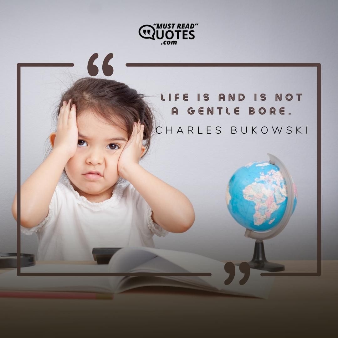 Life is and is not a gentle bore.