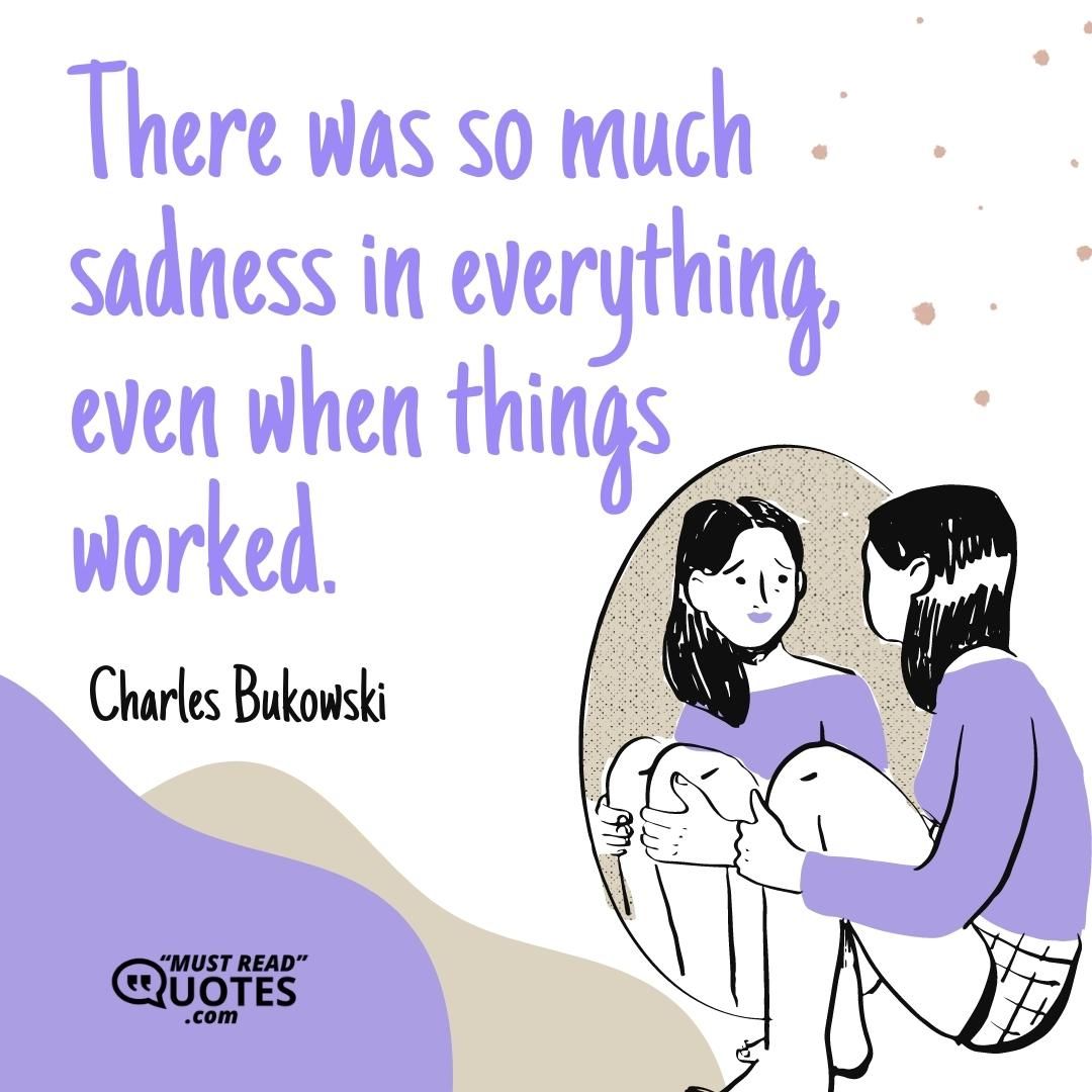 There was so much sadness in everything, even when things worked.
