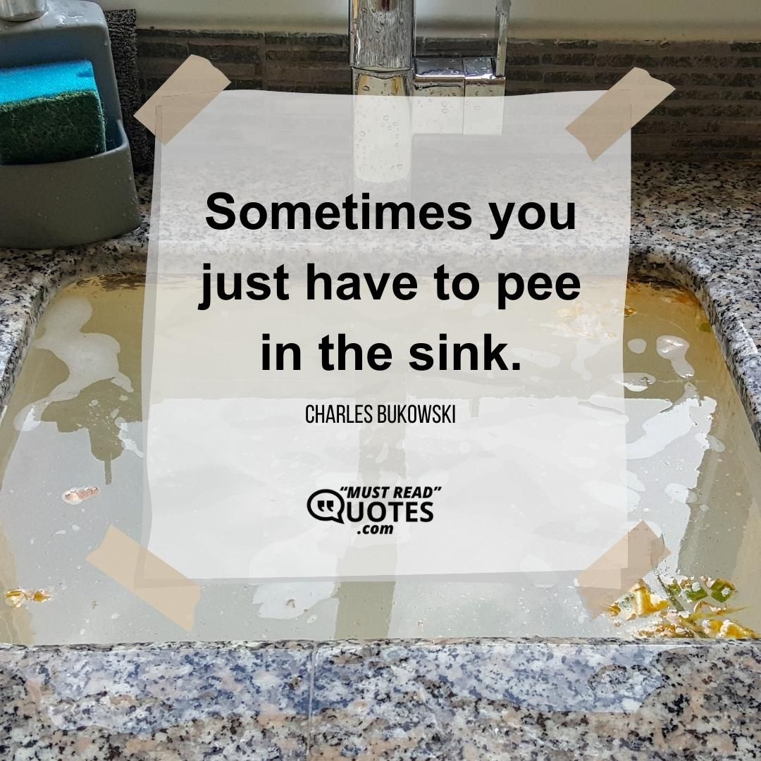 Sometimes you just have to pee in the sink.