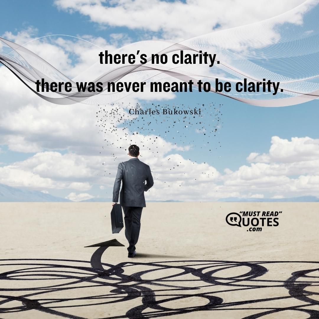 there's no clarity. there was never meant to be clarity.