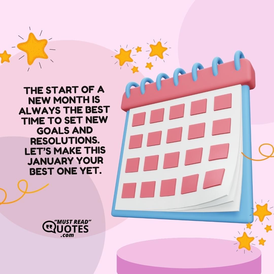 The start of a new month is always the best time to set new goals and resolutions. Let’s make this January your best one yet.