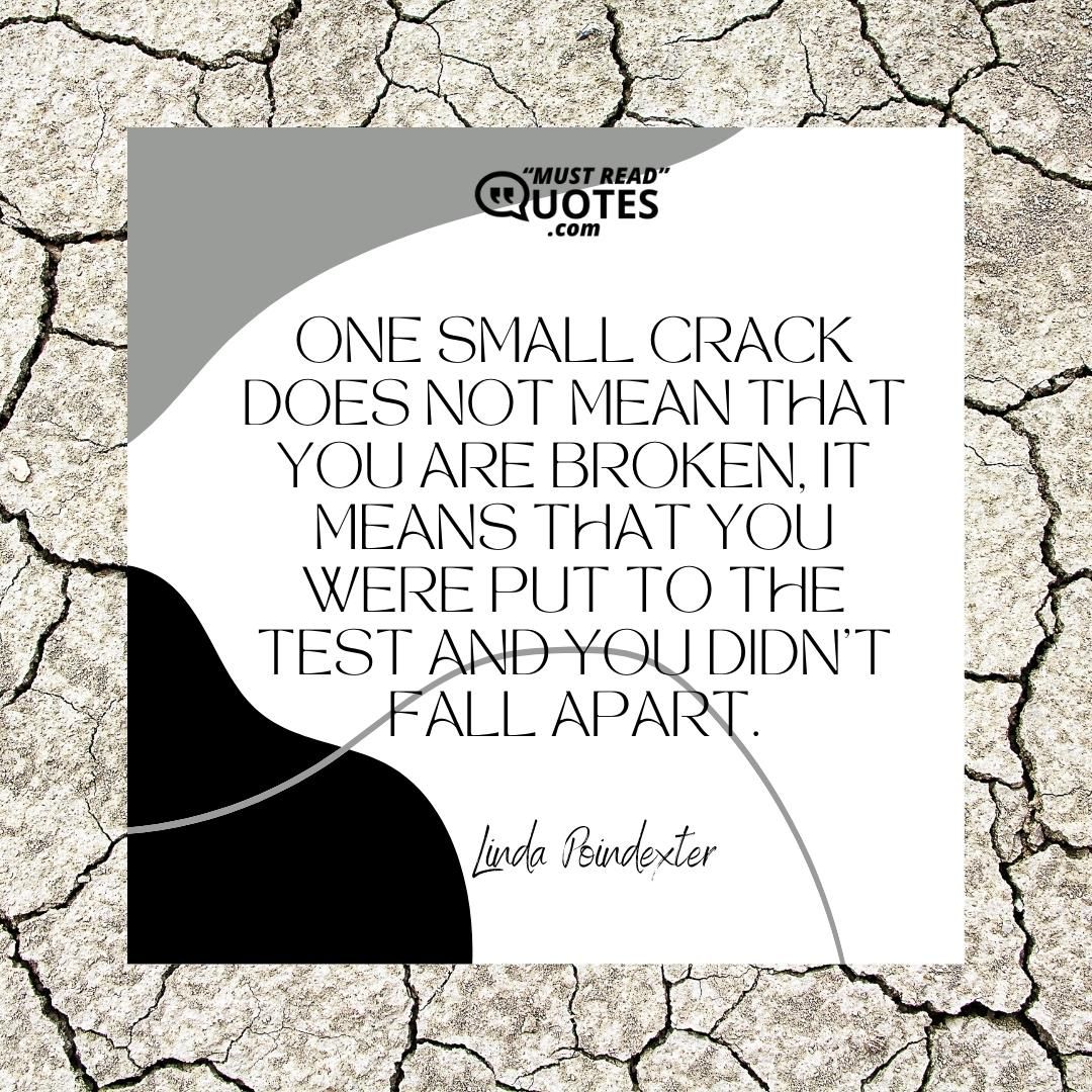 One small crack does not mean that you are broken, it means that you were put to the test and you didn’t fall apart.