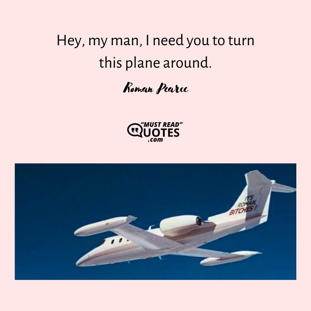 Hey, my man, I need you to turn this plane around.