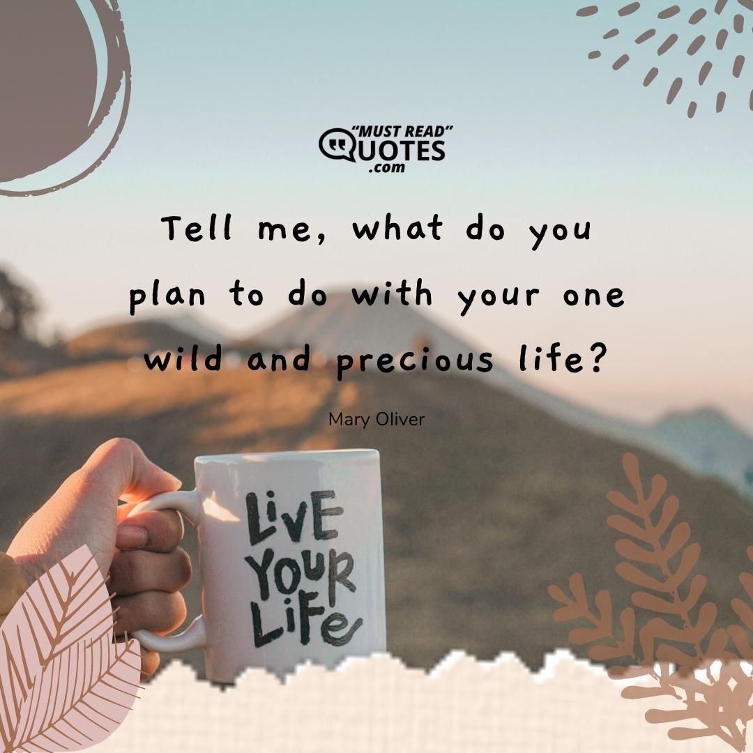 Tell me, what do you plan to do with your one wild and precious life?