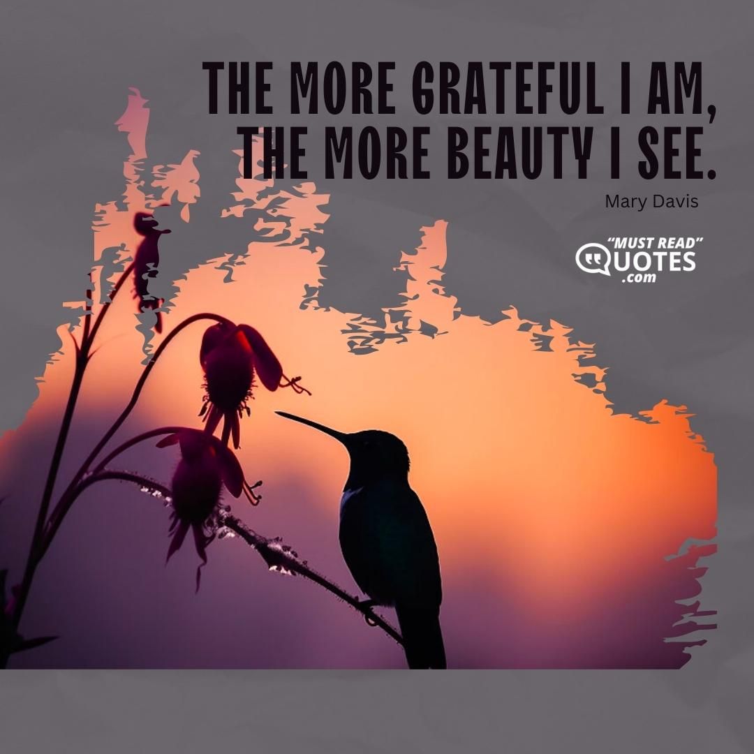 The more grateful I am, the more beauty I see.