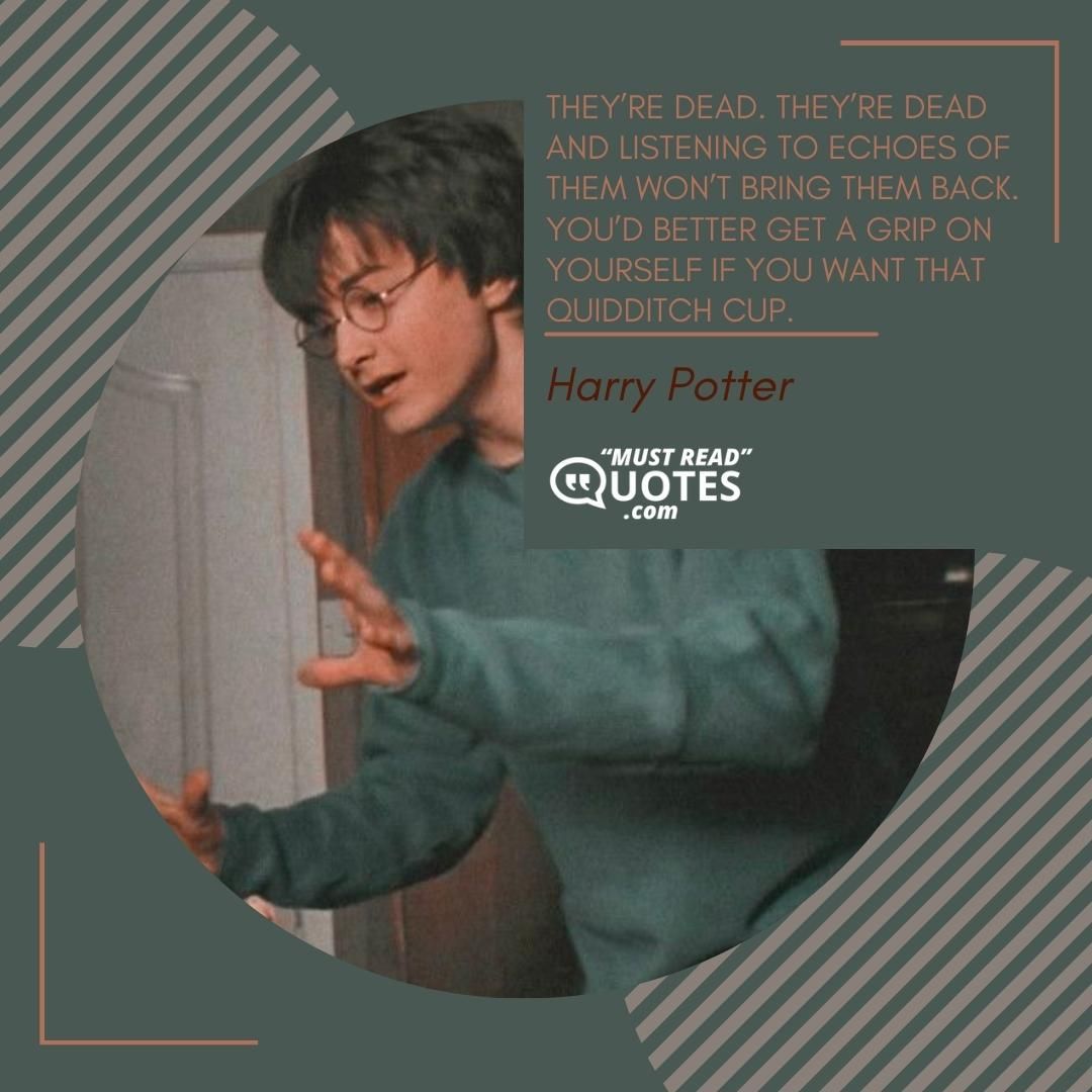 They’re dead. They’re dead and listening to echoes of them won’t bring them back. You’d better get a grip on yourself if you want that Quidditch Cup.
