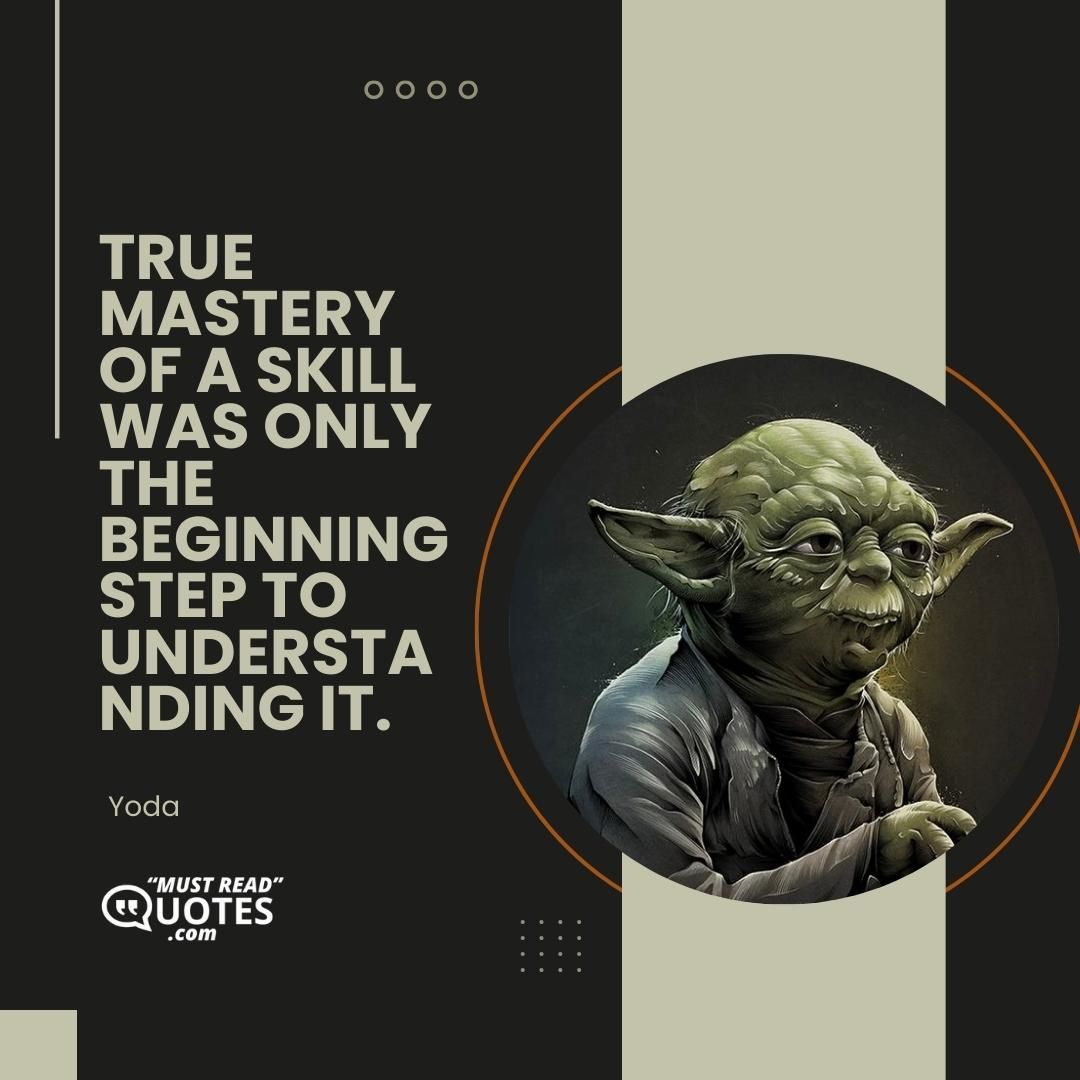 True mastery of a skill was only the beginning step to understanding it.