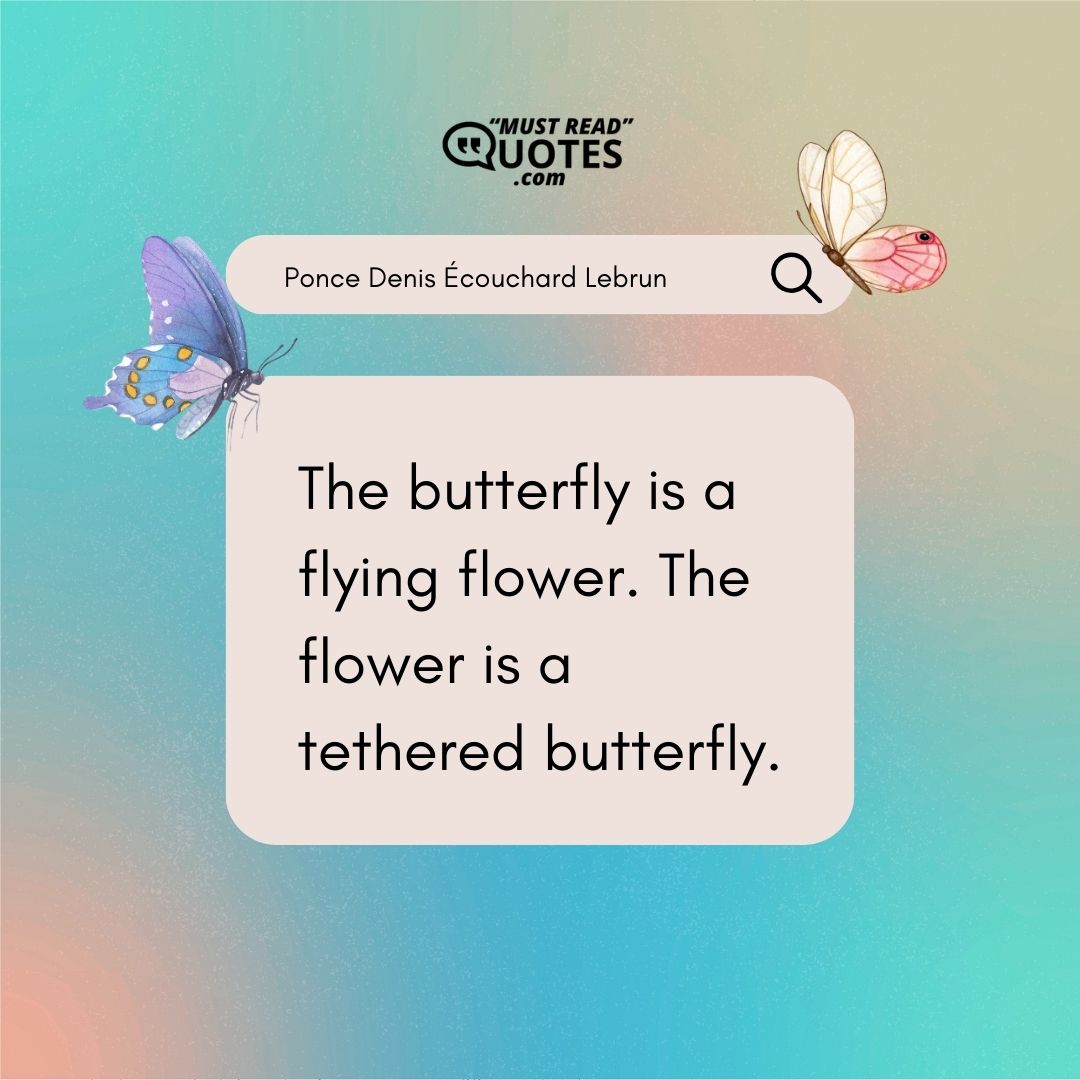 The butterfly is a flying flower. The flower is a tethered butterfly.