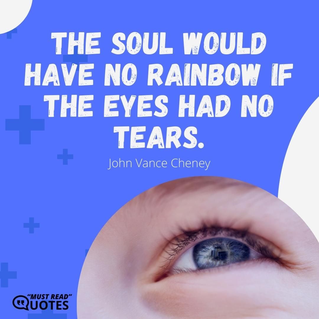 The soul would have no rainbow if the eyes had no tears.