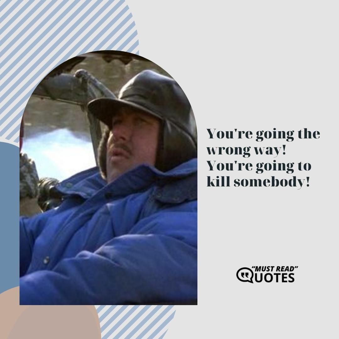 You're going the wrong way! You're going to kill somebody!