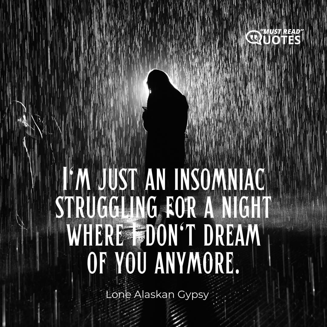 I'm just an insomniac struggling for a night where I don't dream of you anymore.