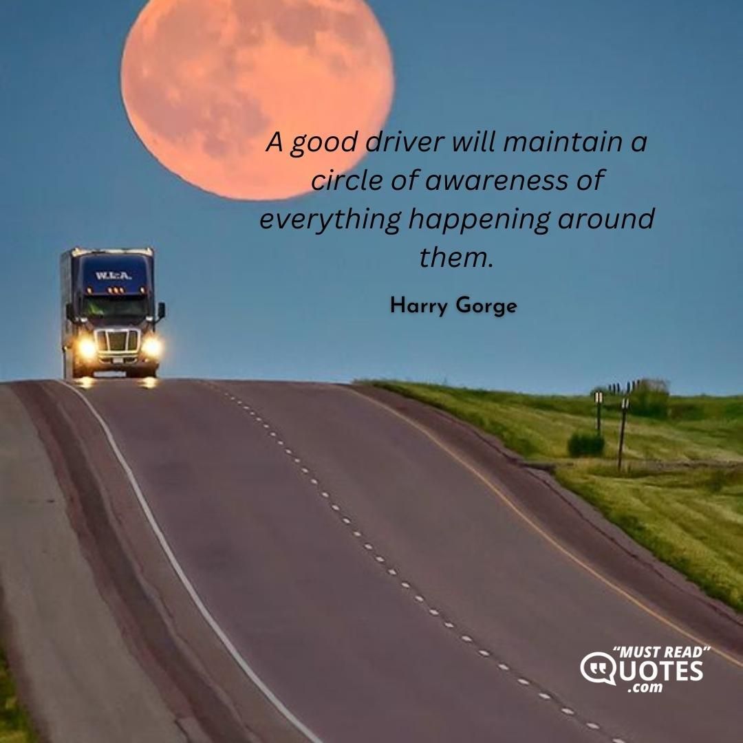 A good driver will maintain a circle of awareness of everything happening around them.