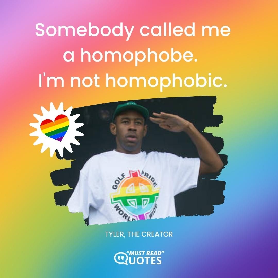 Somebody called me a homophobe. I'm not homophobic.