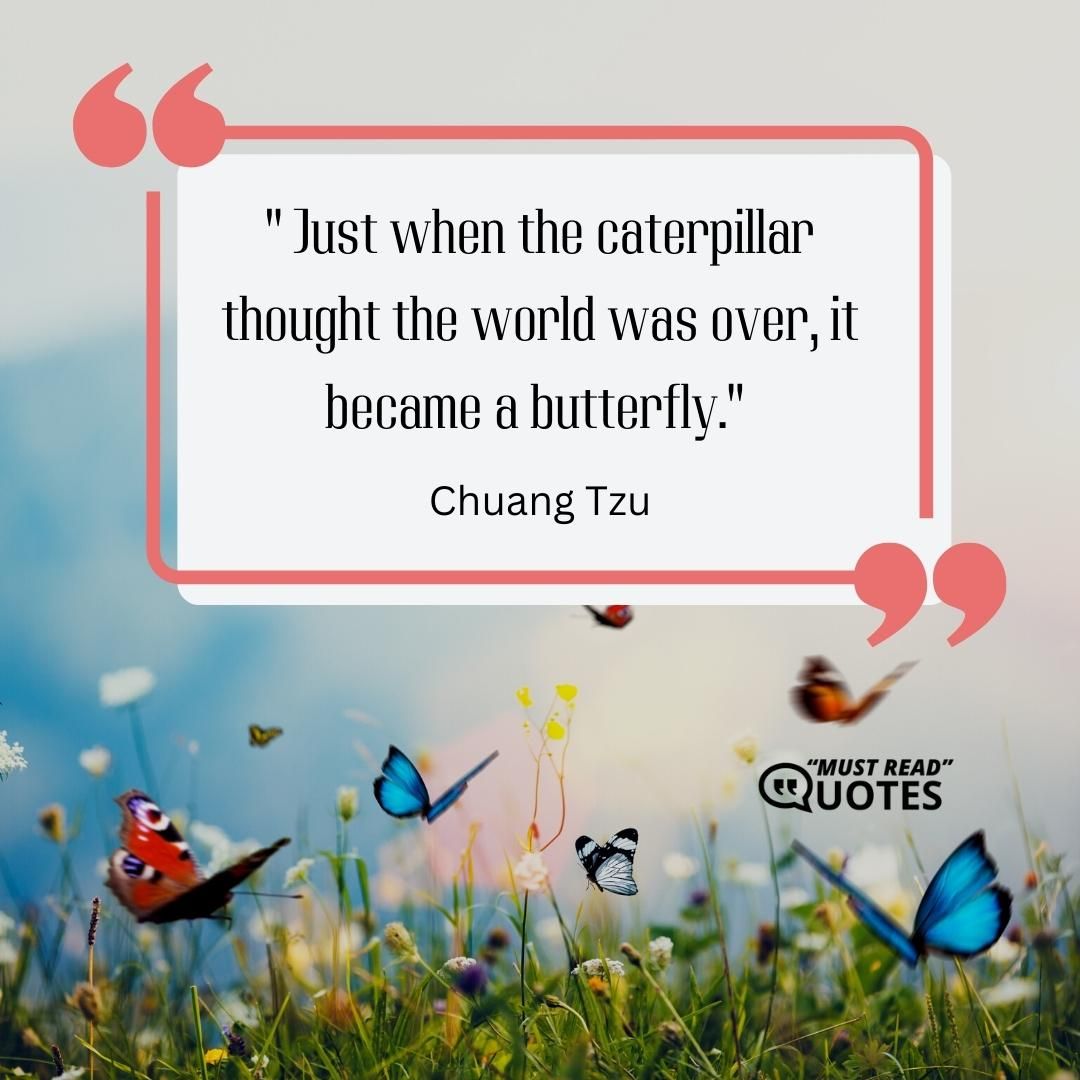 Just when the caterpillar thought the world was over, it became a butterfly.