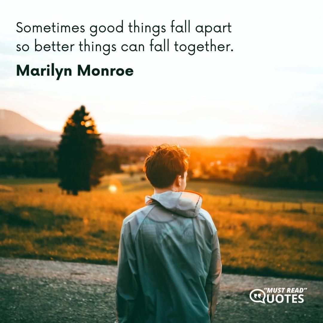 Sometimes good things fall apart so better things can fall together.