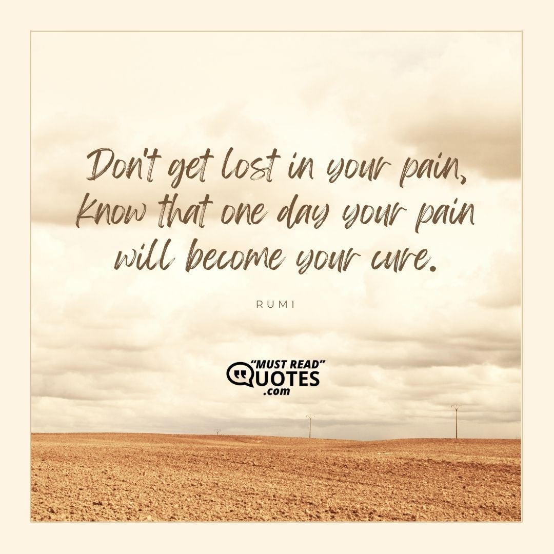 Don't get lost in your pain, know that one day your pain will become your cure.