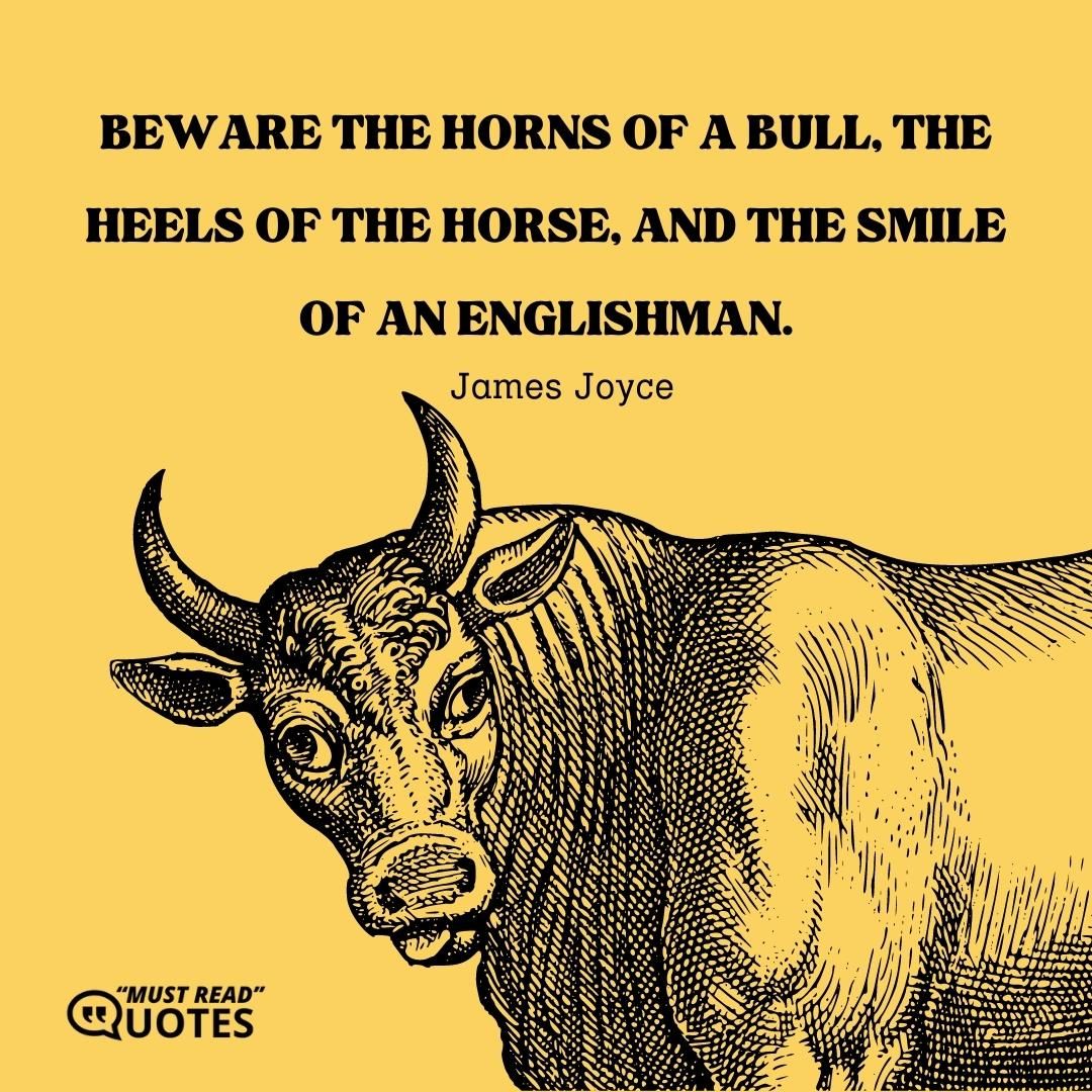 Beware the horns of a bull, the heels of the horse, and the smile of an Englishman.