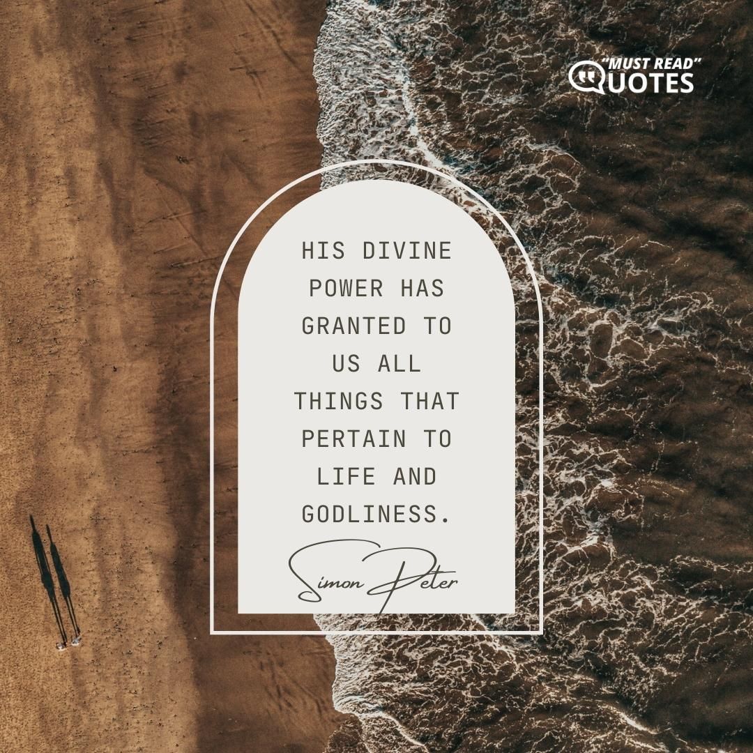His divine power has granted to us all things that pertain to LIFE and godliness.