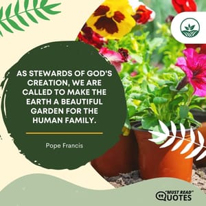 As stewards of God's creation, we are called to make the earth a beautiful garden for the human family.