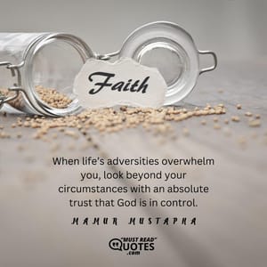 When life’s adversities overwhelm you, look beyond your circumstances with an absolute trust that God is in control.