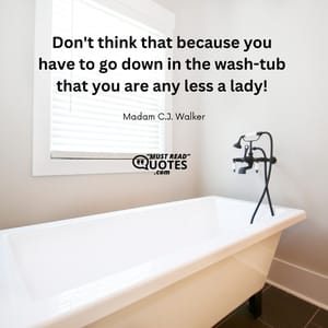Don't think that because you have to go down in the wash-tub that you are any less a lady!