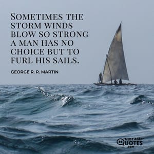 Sometimes the storm winds blow so strong a man has no choice but to furl his sails.